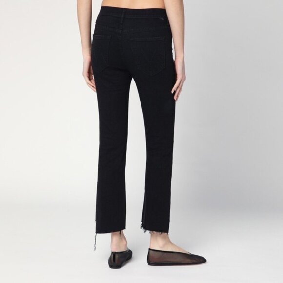 Mother The Insider Crop Step Fray Black Denim Jeans Sz 23 - Picture 3 of 16